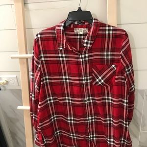 Pink Rose flannel shirt/red pattern